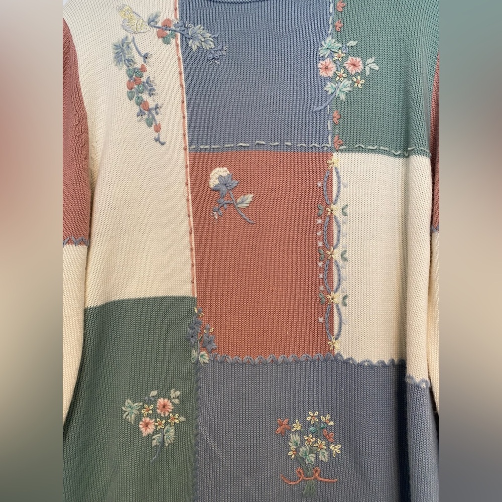 Alfred Dunner Multicolor Patchwork Sweater - image 5